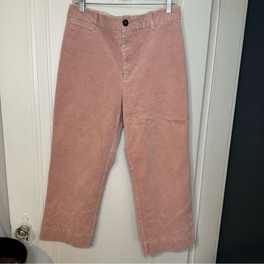 H&M Cropped Corduroy Pants in Soft Pink